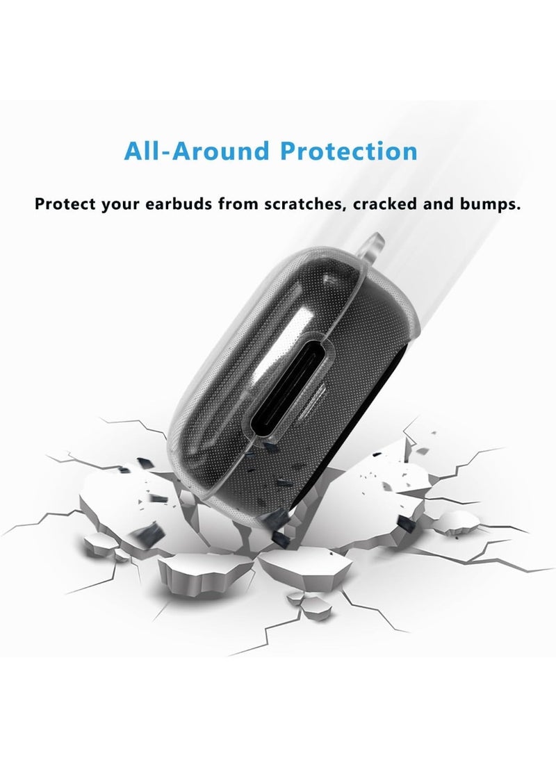 Compatible with Anker Soundcore R50i NC/Anker P30i Case Cover, Soft Silicone Shockproof Protective Case Wireless Earbuds with Carabiner, Front LED Visible (Clear with stand hole) - Image 4